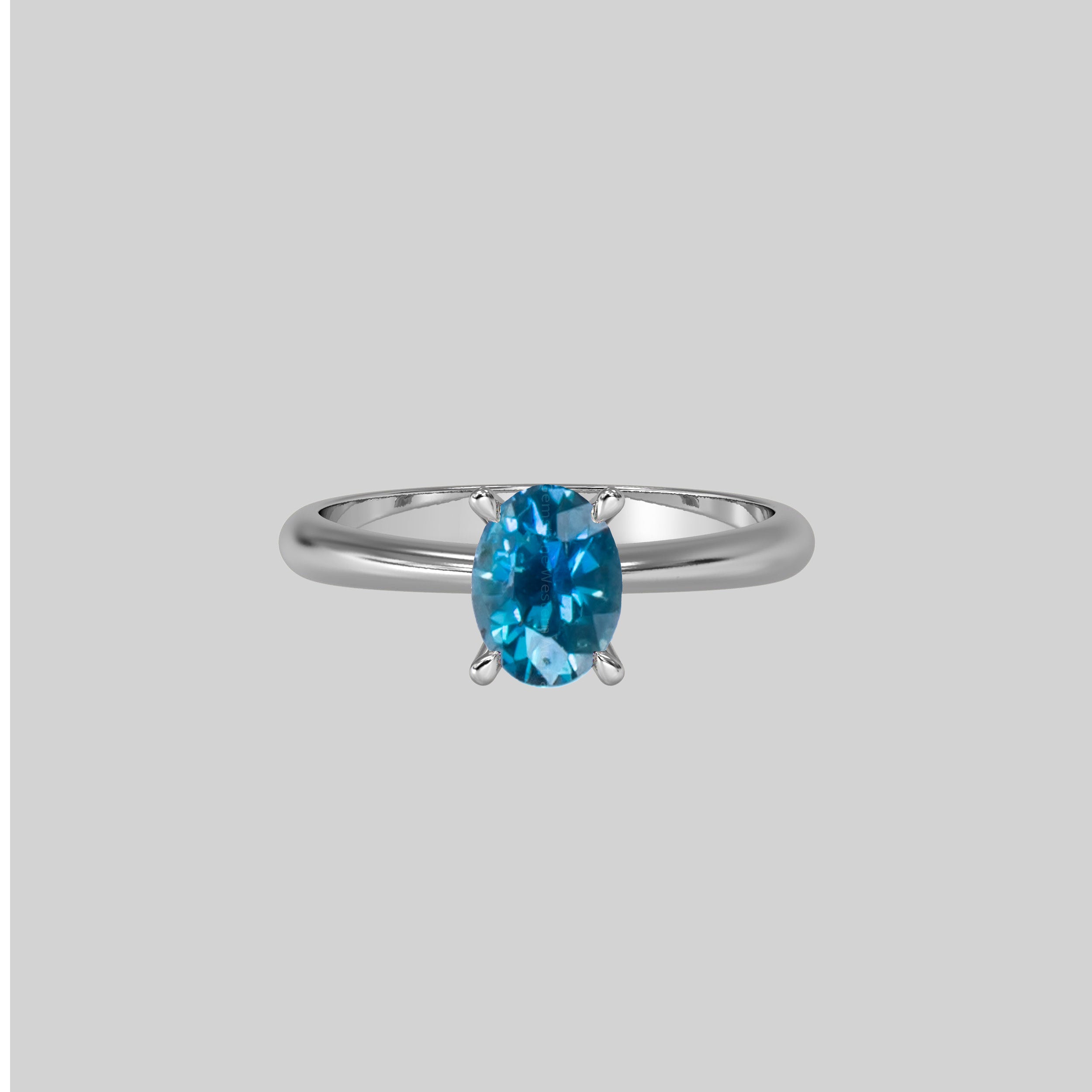 0.98  Carat Natural Teal Blue color Sapphire Ring 19923075 4 - O4