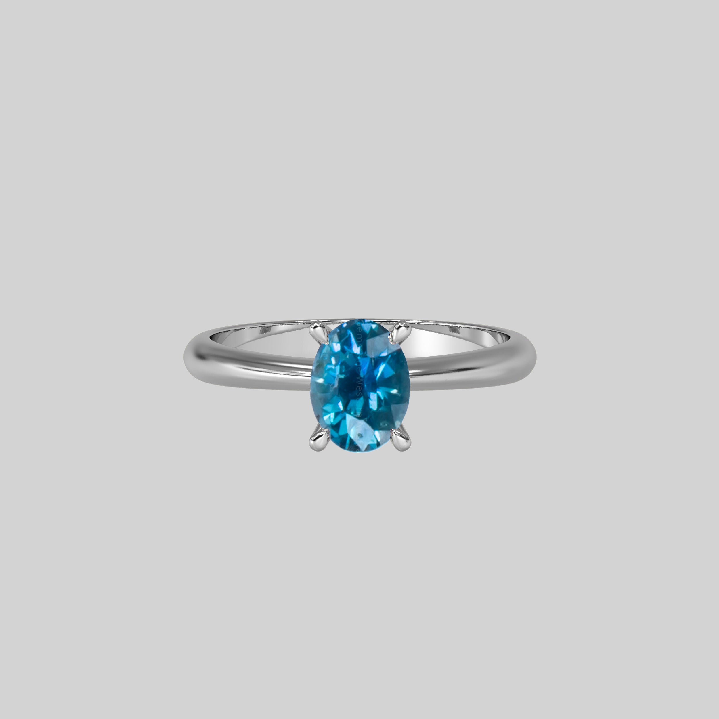 0.78  Carat Natural Teal Blue color Sapphire Ring 19923075 4 - O3