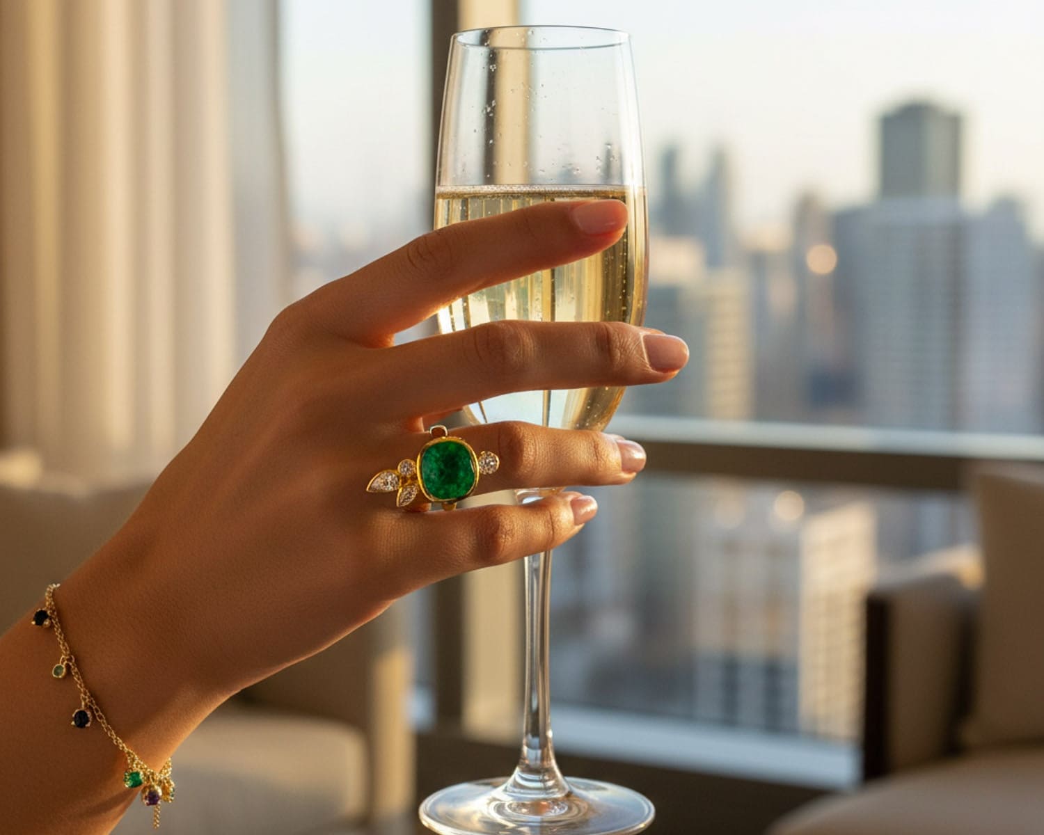 Yellow Gold Emerald Diamond Ring