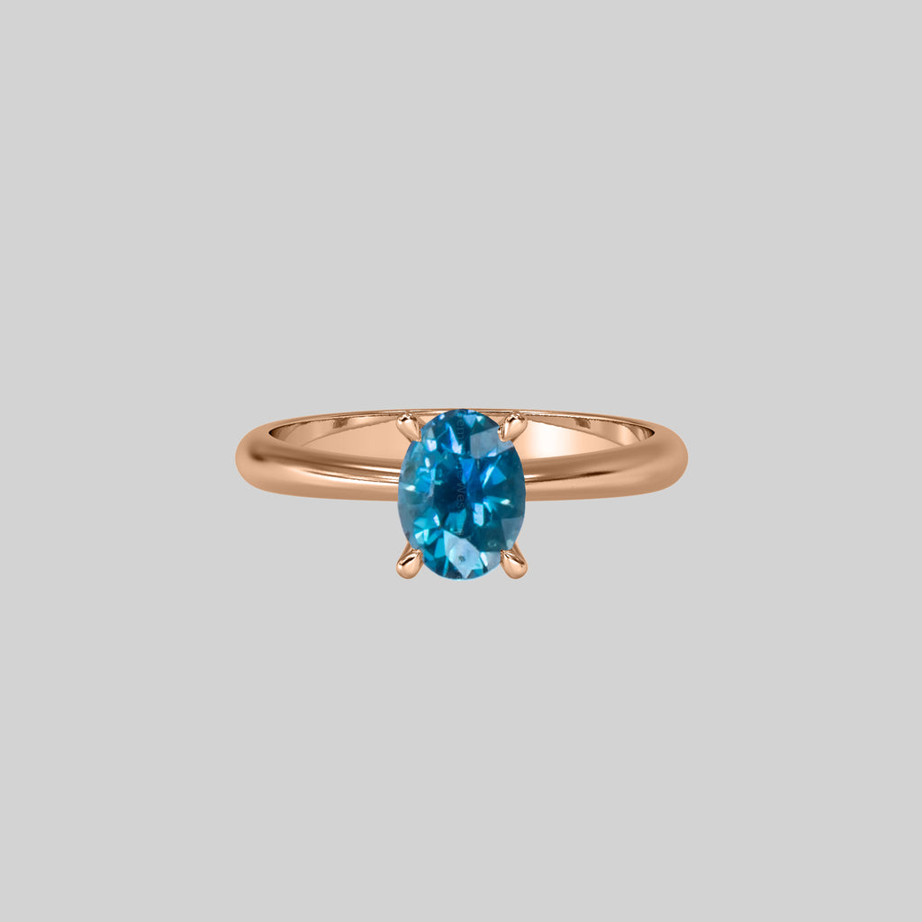0.78  Carat Natural Teal Blue color Sapphire Ring 19923075 4 - O3