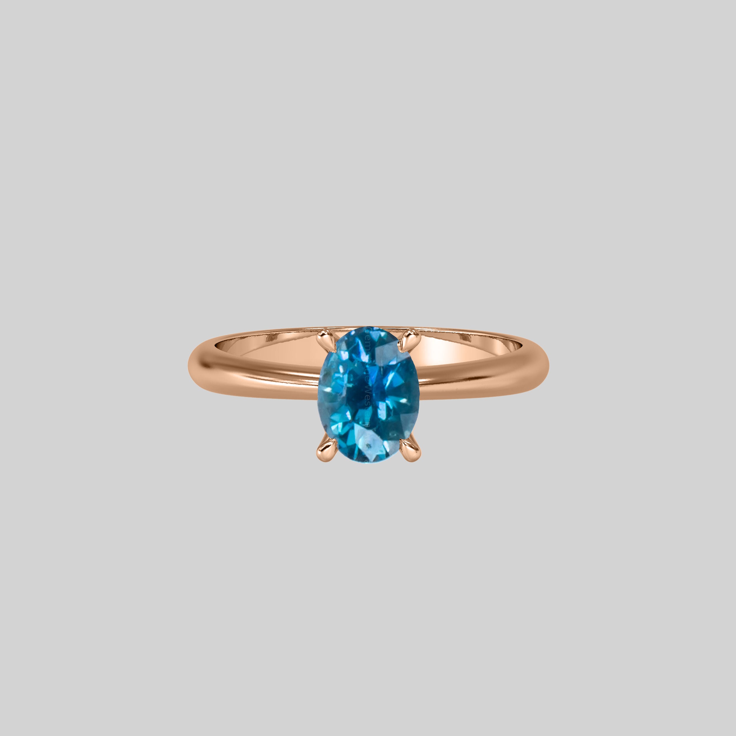 0.78  Carat Natural Teal Blue color Sapphire Ring 19923075 4 - O3