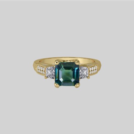 1.34 Carat Natural Teal Green Color Sapphire  Ring 19923085 -E3