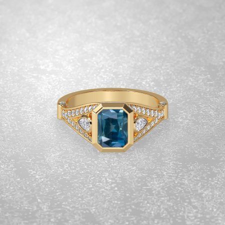 1.43 Carat Natural Teal Blue Color Sapphire  Ring 19923086 -E4