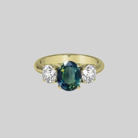 1.85 Carat Natural Teal Green color Sapphire Ring 19923071 - O1