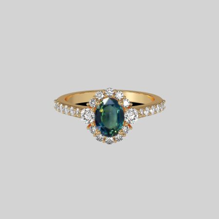1.85 Carat Natural Teal Green color Sapphire Ring 19923071 - O2